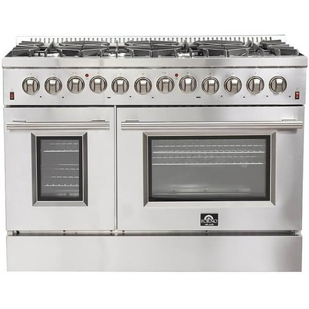 Forno Appliances - Galiano Alta Qualita 6.58 Cu. Ft. Freestanding Double Oven Dual Fuel Range with Convection Oven - Silver