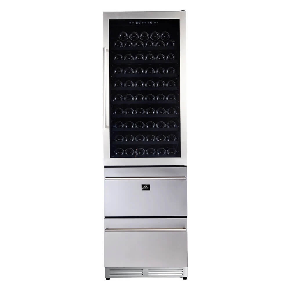 Forno 24" Stainless Steel Dual Zone Wine Cooler with Interior Lighting