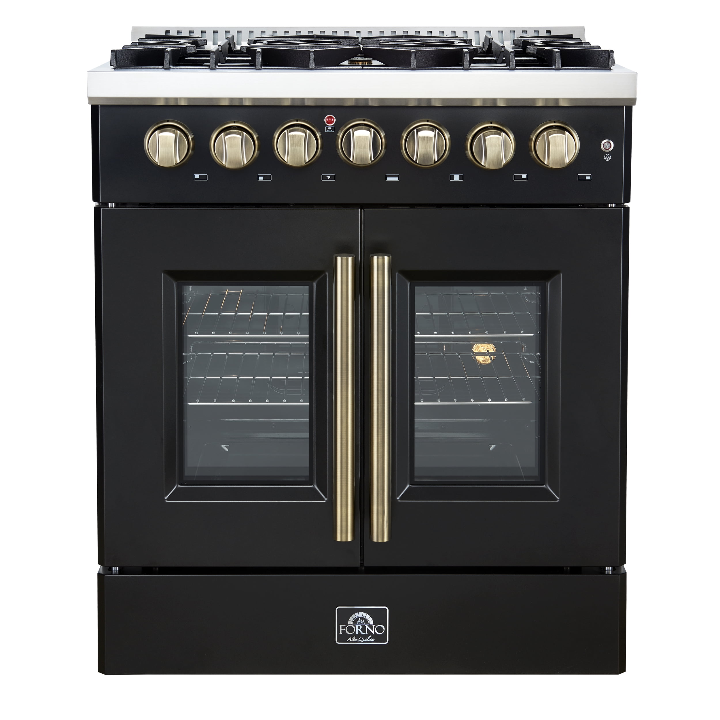 Forno Galiano 30-inch Freestanding French Door Dual Fuel Range Black