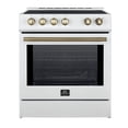 thumbnail image 1 of Forno Leonardo Espresso 30-Inch Slide-In White Induction Range, Convection Oven, 5 Cooking Zones, Touch Control Panel, 1 of 10