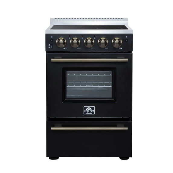 Forno Loiano 24 inch freestanding electric range in black with 6000W cooktop and air fryer