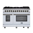 thumbnail image 1 of Forno Massimo 48 Inch Freestanding Dual Fuel Range in White with Antique Brass Accessories, 8 Burners, 6.58 cu. ft. Convection Oven, 1 of 14