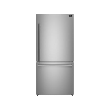 Forno Appliances - 32 in. Wide Milano Espresso 17.2 Cu. Ft. Freestanding Bottom Freezer Refrigerator with Right Swing Door - Stainless Steel
