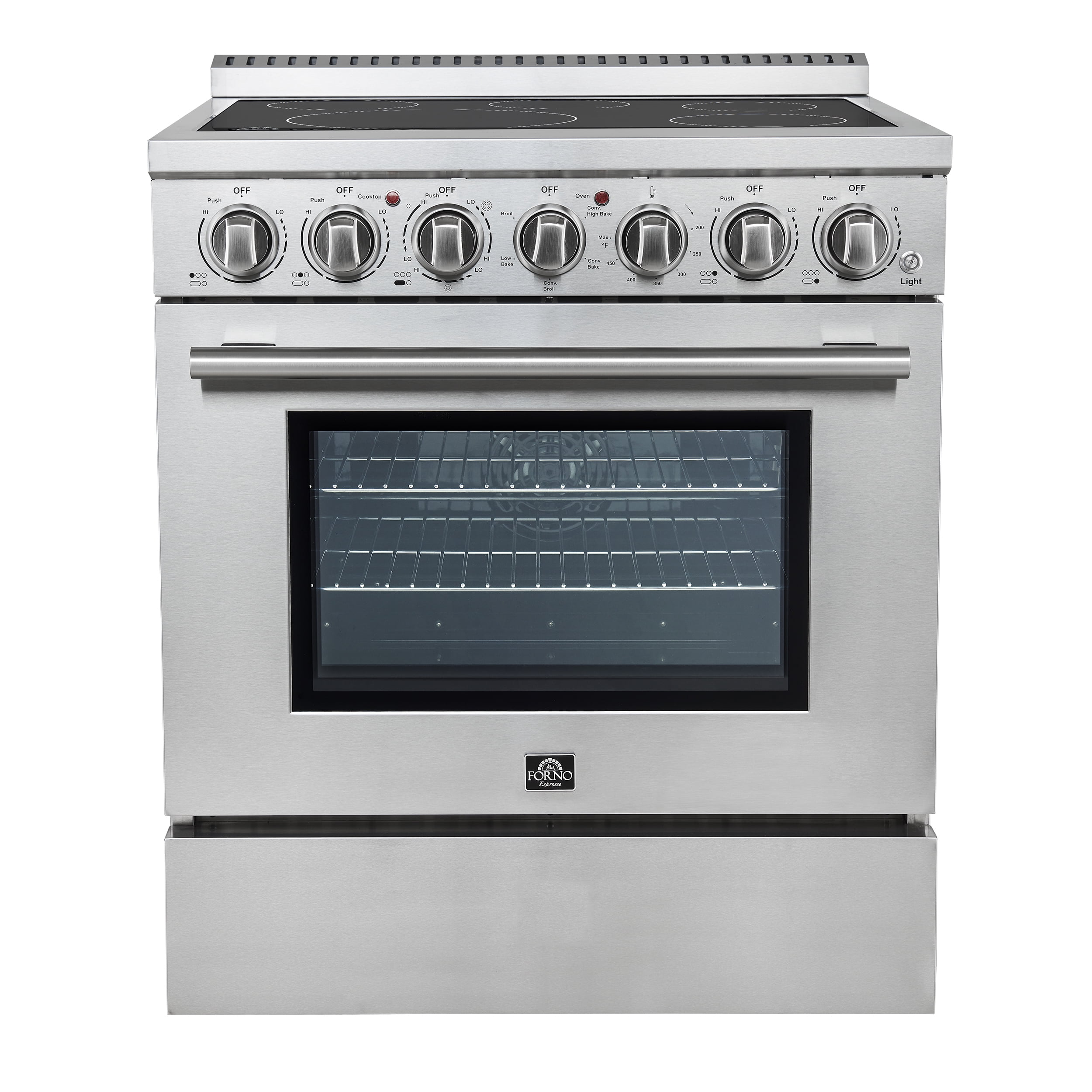 Forno Paolo 30-Inch Freestanding Electric Range, Stainless Steel, 4.38 cu.ft, True Convection Oven, Energy Efficient