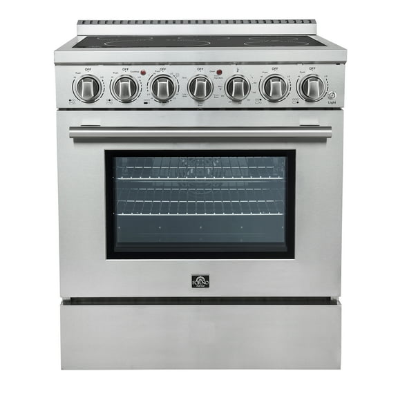 Forno Paolo 30-Inch Freestanding Electric Range, Stainless Steel, 4.38 cu.ft, True Convection Oven, Energy Efficient