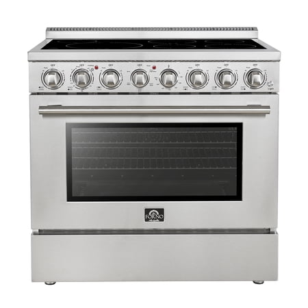 Forno Appliances - 36 in. Wide 6 Elements Paolo 5.44 Cu. Ft. Freestanding Electric True Convection Range with Warming Zone - Silver