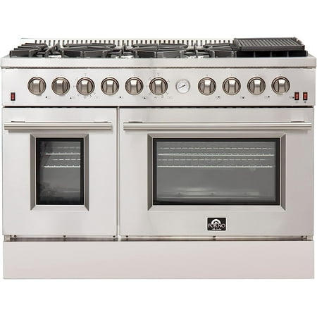Forno Appliances - Professional 6.58 Cu. Ft. Freestanding Double Oven Gas Range with Steam Clean and Air Fry Functions - Stainless Steel