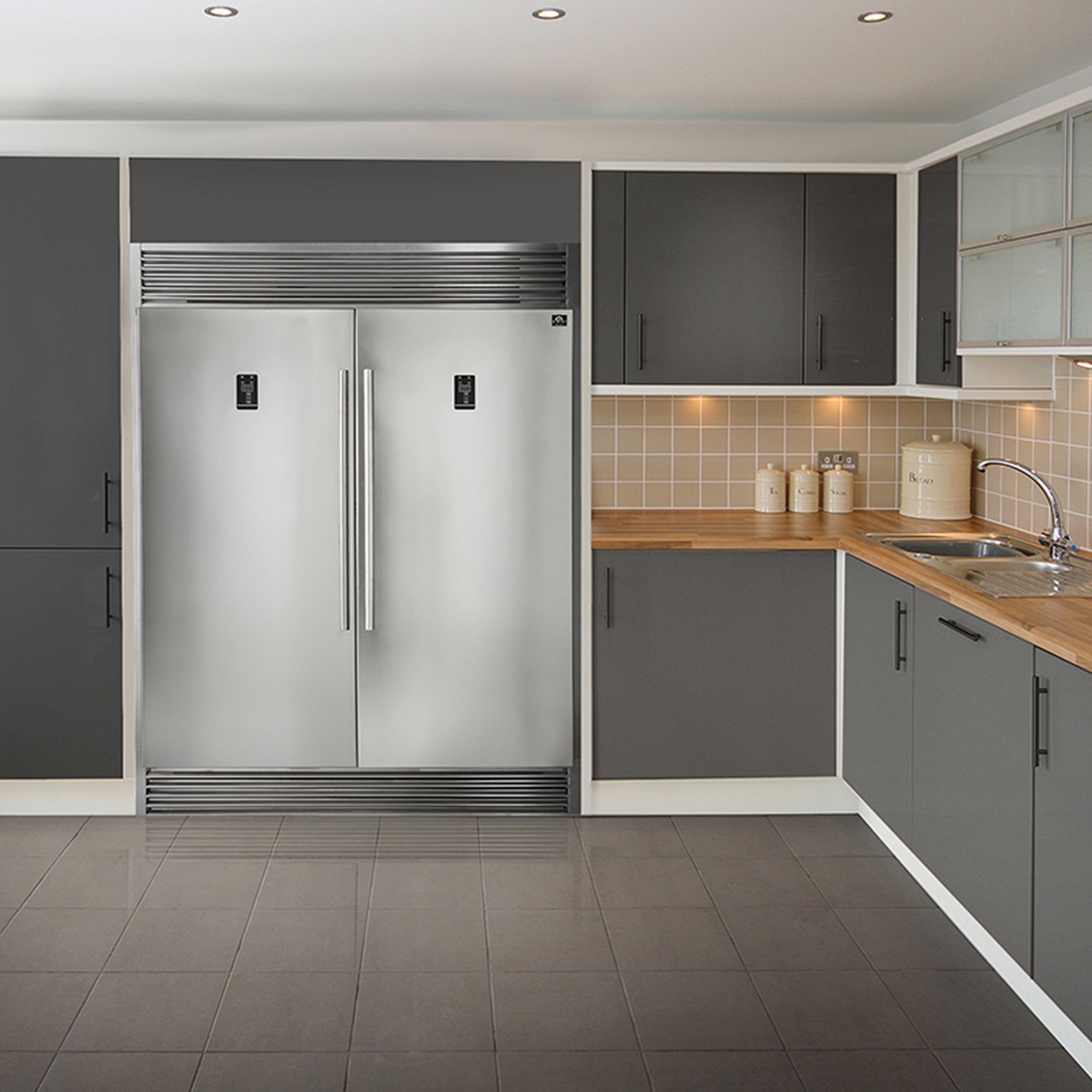 Stainless Steel 60" Side-by-Side Refrigerator with Ice Maker