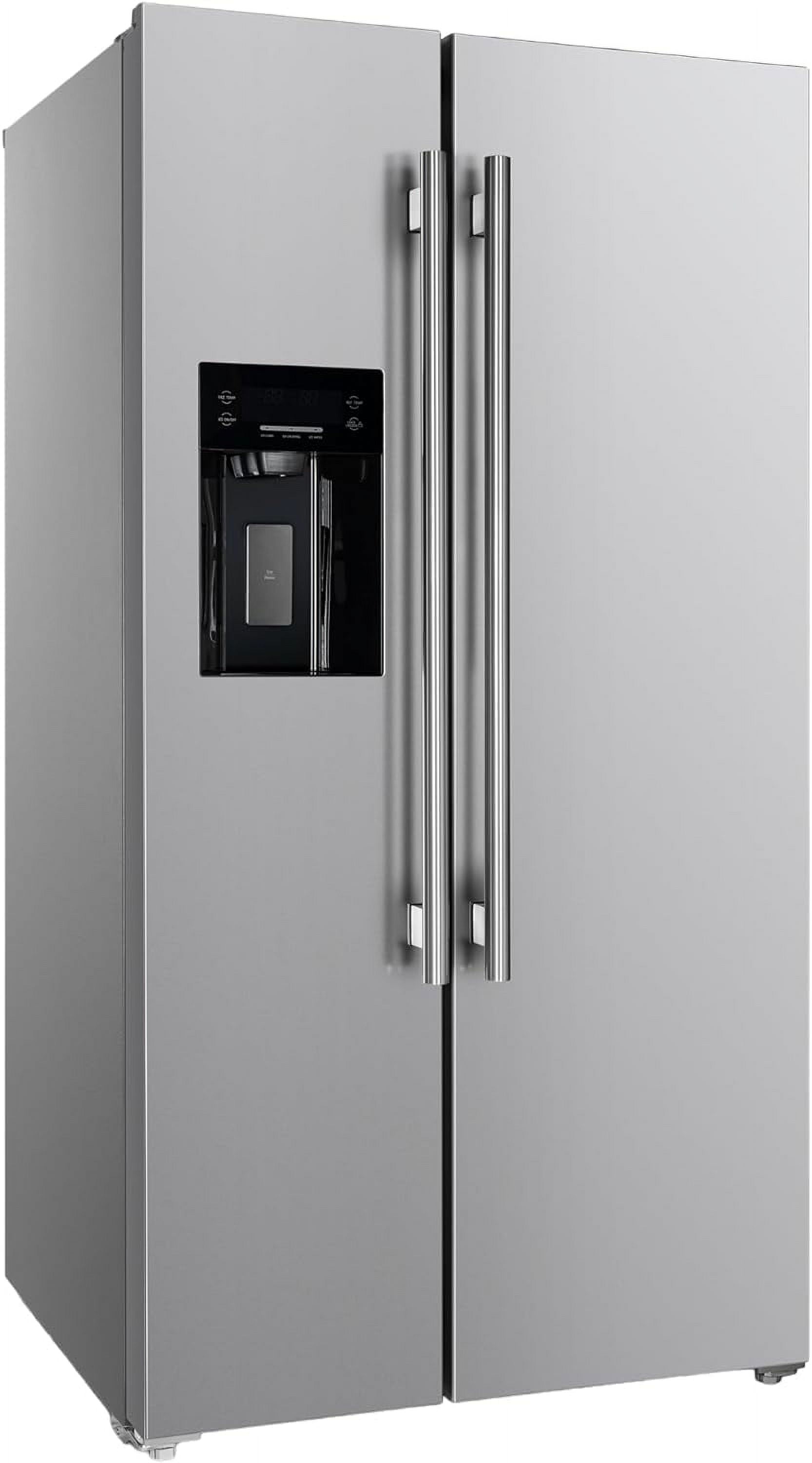 36-Inch Stainless Steel Side-by-Side Refrigerator with Ice Maker