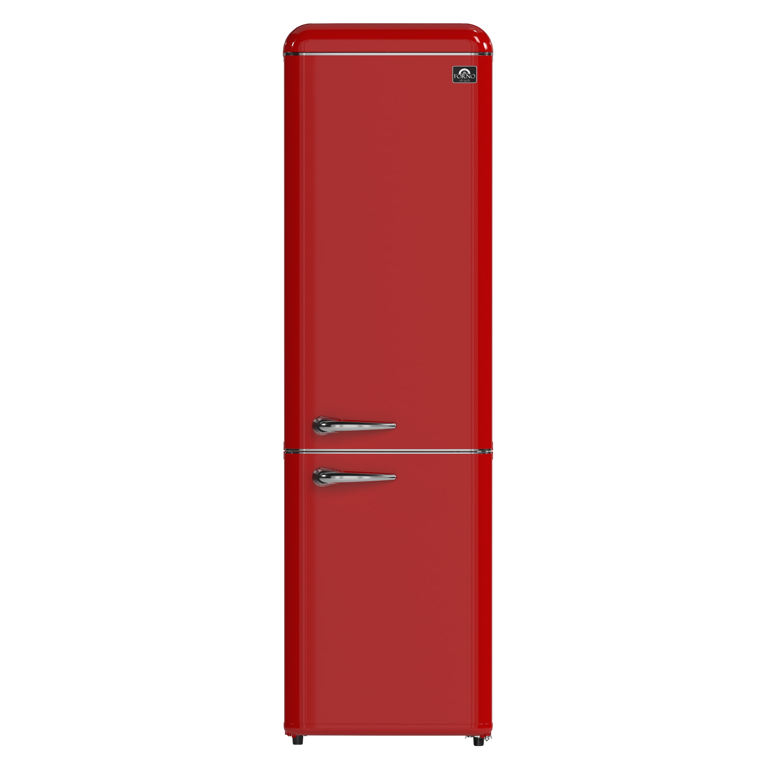 Forno Storico 22-Inch Retro bottom freezer Fridge in Red, 9 cu.ft, silver handle