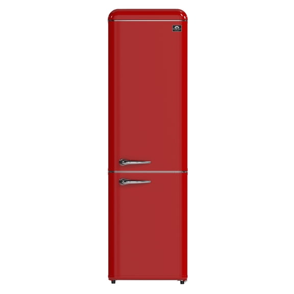 Forno Storico 22-Inch Retro bottom freezer Fridge in Red, 9 cu.ft, silver handle