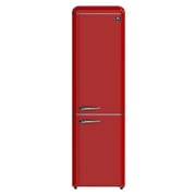 Forno Storico 22-Inch Retro bottom freezer Fridge in Red, 9 cu.ft, silver handle