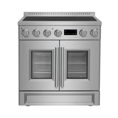 Forno Appliances - 30 in. Wide 4 Elements Torino 4.32 Cu. Ft. Freestanding Induction Range with French Door Design and Air Sous Vide Tech - Silver