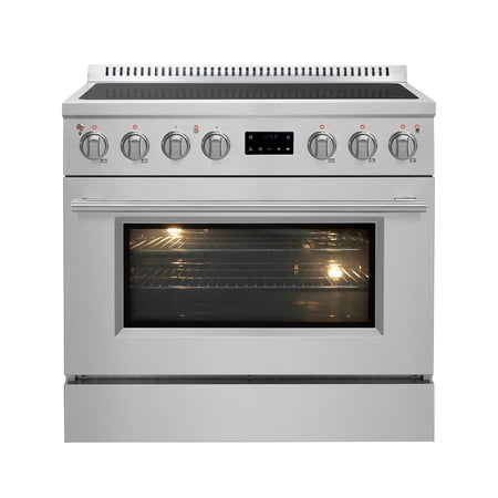 Forno Appliances - 36 in. Wide 0 Elements Torino 5.36 Cu. Ft. Freestanding Induction True Convection Range - Silver