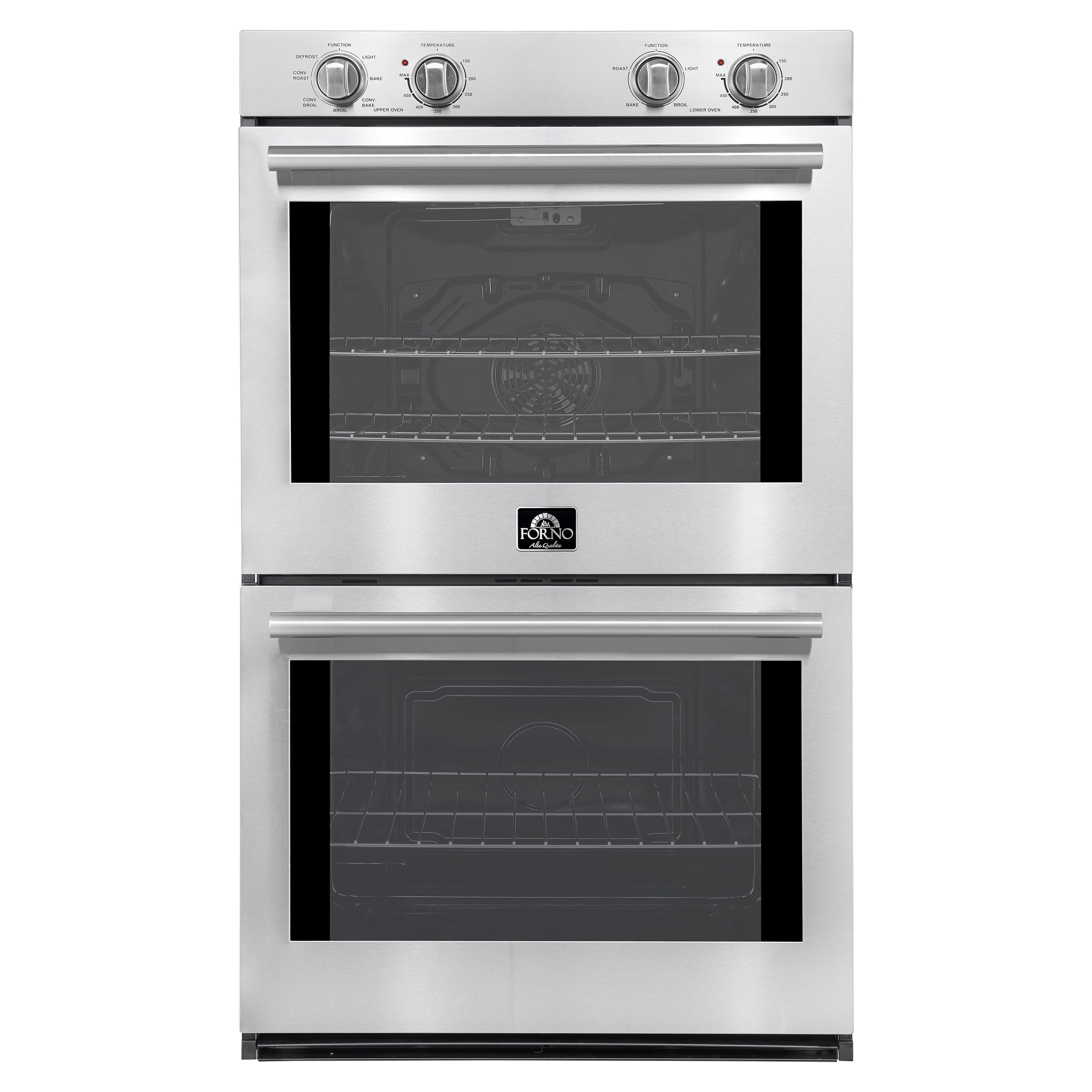 Forno Vomero 30-Inch Double Wall Oven, Stainless Steel, 10 cu.ft Total Capacity, 7100W Convection, Mechanical Controls, Self-Cleaning Function