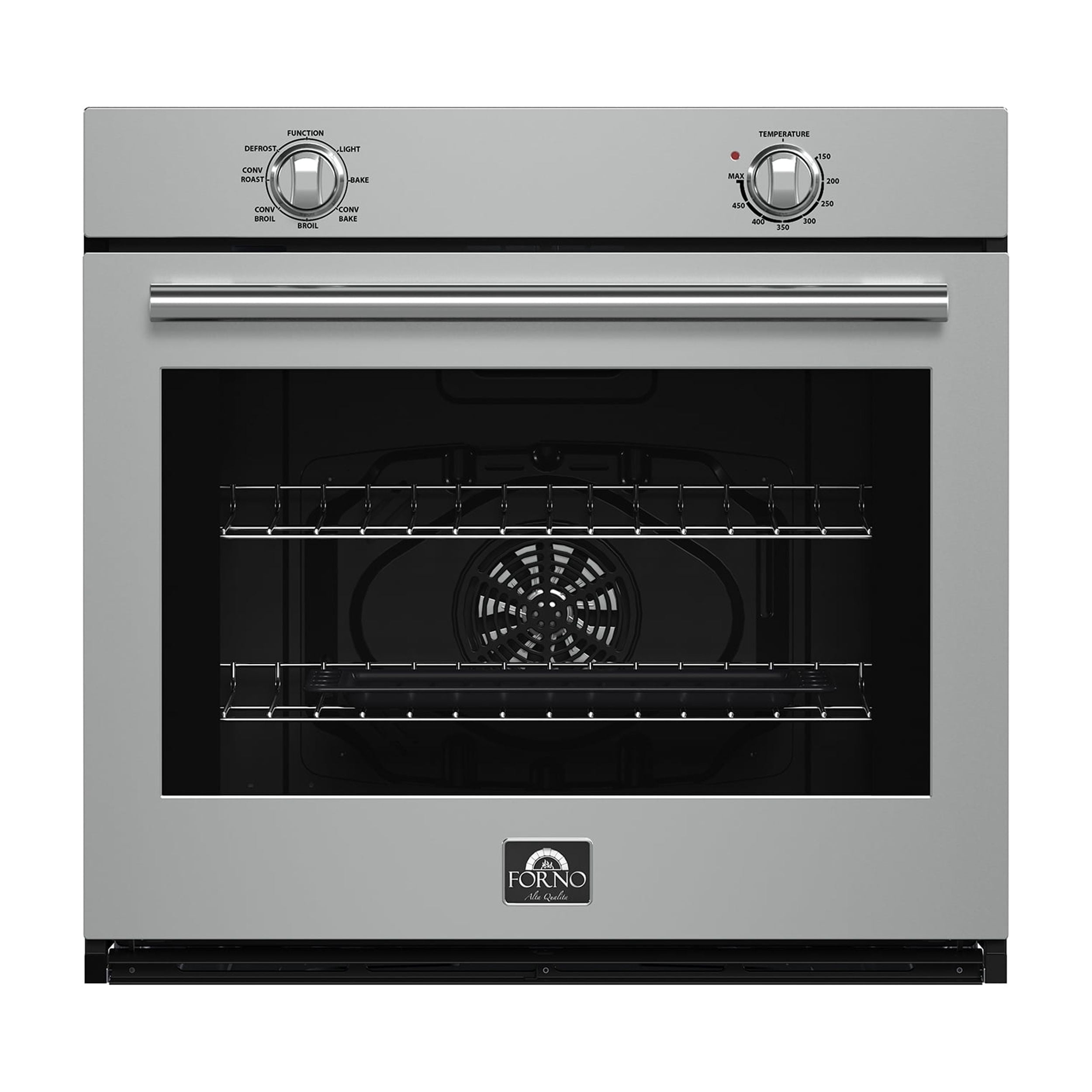 Forno Vomero 30-Inch Wall Oven, Stainless Steel, 5 cu.ft Capacity, 3550 Watts Convection, Mechanical Controls, Self-Cleaning Function