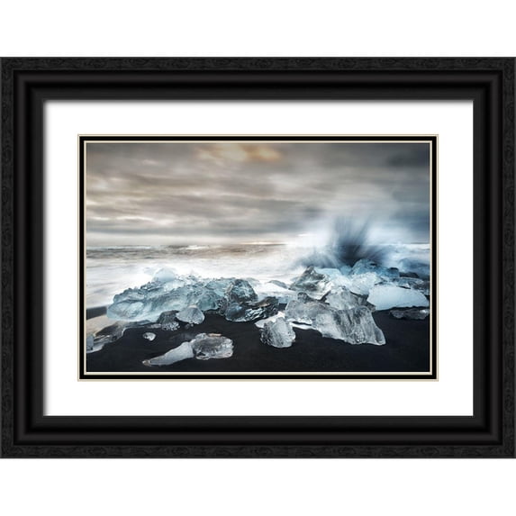 Forns, Alfred 18x13 Black Ornate Wood Framed with Double Matting Museum Art Print Titled - Water And Ice !