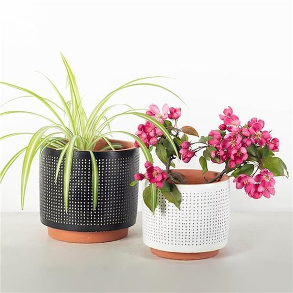 Forpost FP-CNP-208 Black with Dots & White with Dots Planters - Set of 2