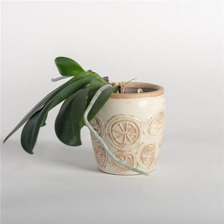 Forpost FP-ECX-112 White & Beige Wagon Wheel Pattern Planter