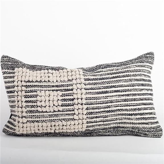 Forpost FP-IMT-087-C-RG Black & White Cotton Weave with Textured Geometric Pattern Cushion Cover