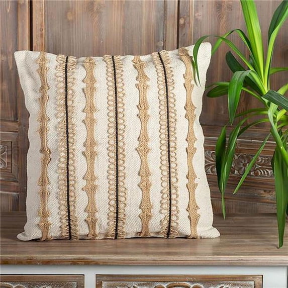 Forpost FP-IMT-173 Cream Cotton with Jute Rope Design Cushion Cover