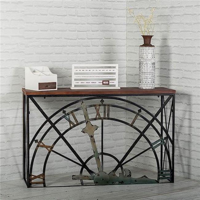 Modern Halftime Frame Forpost FP-WEN-74165 Half A Clock Frame with Wooden Shelf Accent Table ...