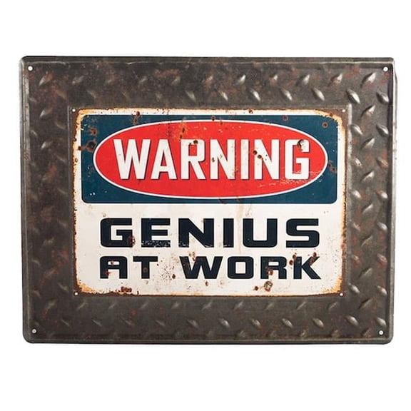 Forpost  Warning Genius at Work Metal Sign
