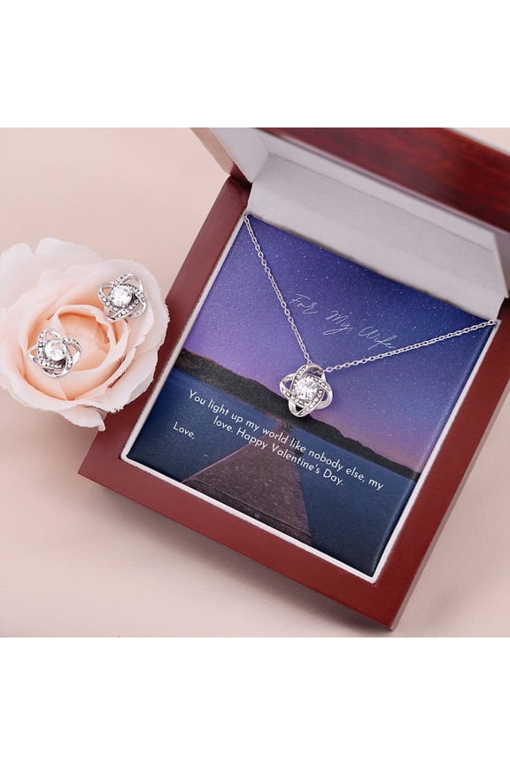 Forr my Wife Necklace Lover knot necklace and earing set Gift for her Birthday gift