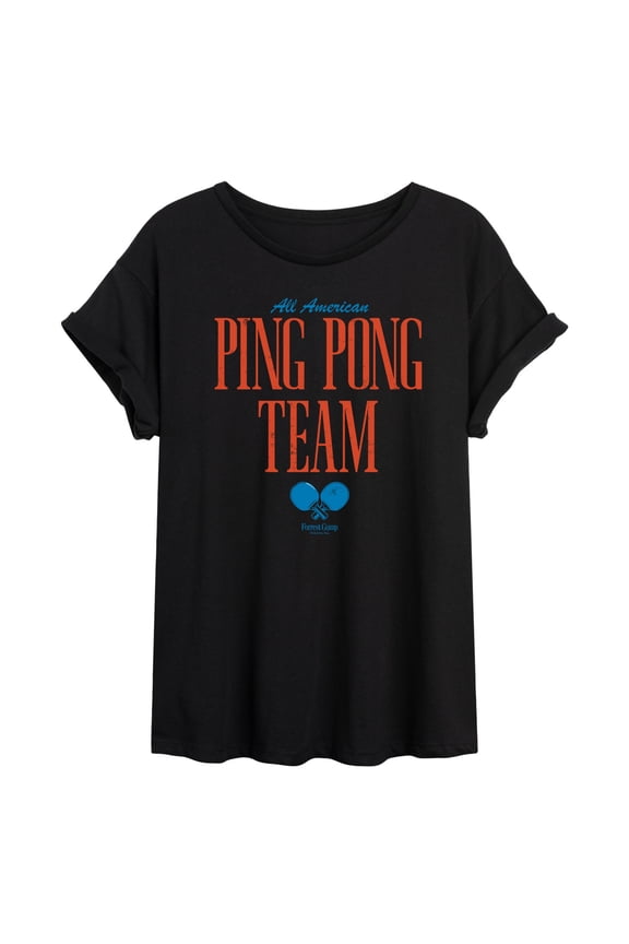 - All American Ping Pong Team - Juniors Oversized Graphic T-Shirt