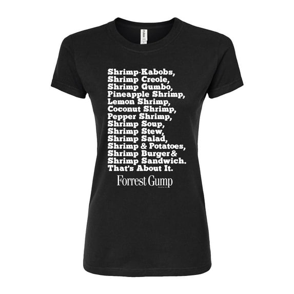 Forrest Gump - Bubbas Shrimp List - Juniors Fitted Graphic T-Shirt