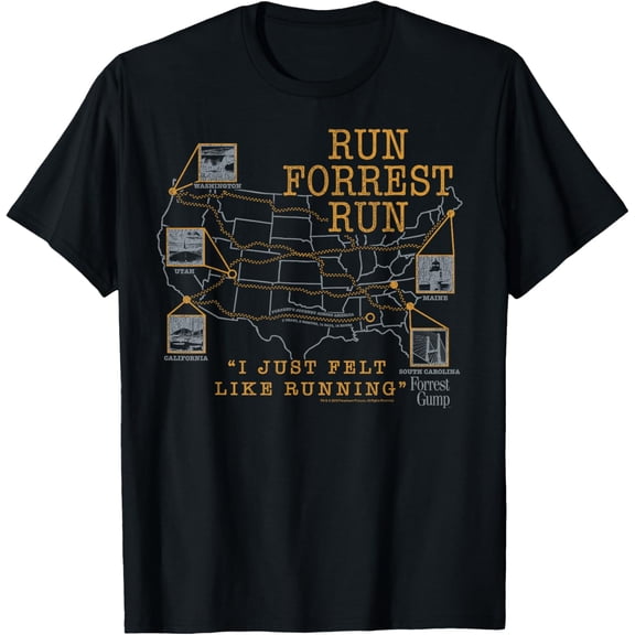 Forrest Gump I Just Felt Like Running United States Map T-Shirt mens t shirt,black,women,funny,misfits,men,journey