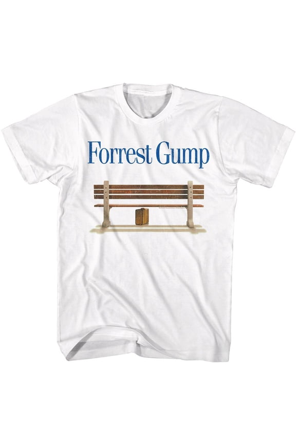 Forrest Gump Logo And Bench White Adult T-Shirt Xl