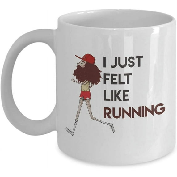 Forrest Gump Mug I Just Felt Like Running Coffee Mugs Funny Novelty Office Work Gift Best Birthday Christmas Gifts for men women Mom Dad Runner