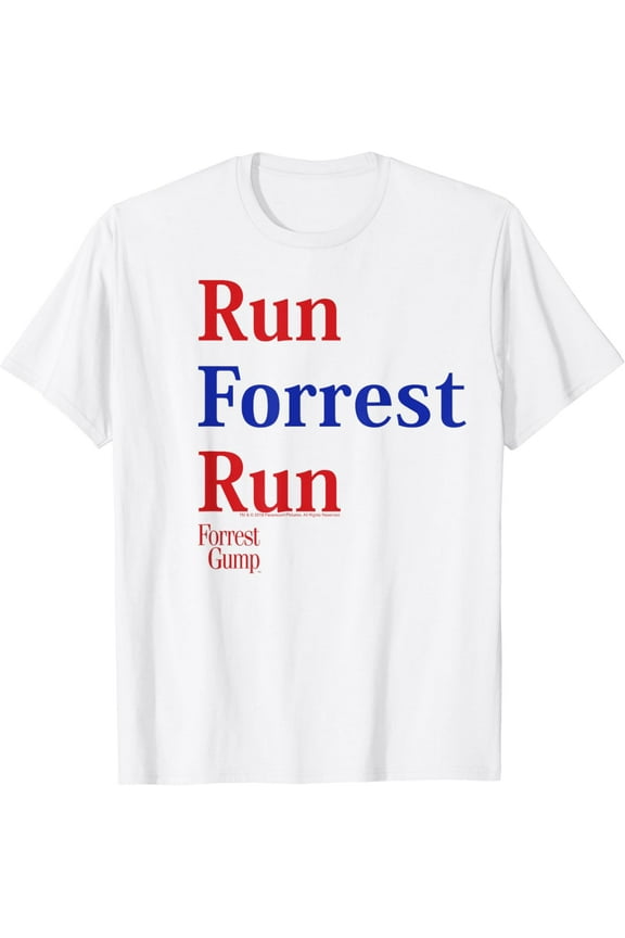 Forrest Gump Run Forrest Run Red And Blue Title Logo T-Shirt mens t shirt,white,women,funny,misfits,men,journey