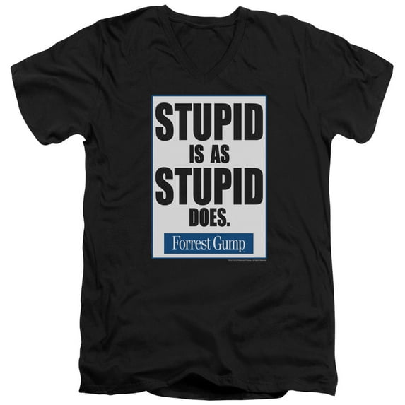 Forrest Gump - Stupid Is - Slim Fit V Neck Shirt - Medium