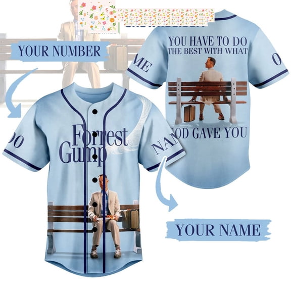 Forrest Gump Tom Hanks Personalized Baseball Jersey