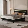 thumbnail image 1 of Forrise King Size Bed Frame with Upholstered LED Headboard, Built-in USB Ports & Power Outlets, No Box Spring Needed, Black, 1 of 6