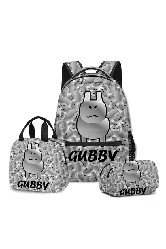 Forsaken Gubby Backpack 3Pcs Set Funny Cute Rabbit Gubby Casual Daypacks - L Size/17in