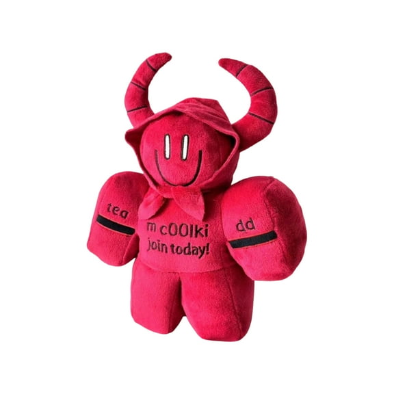 Forsaken Plush Collectible Forsaken Chance Plush Toy with Horned Hoodie Soft Stuffed Figure Embroidered Face and Printed Text A
