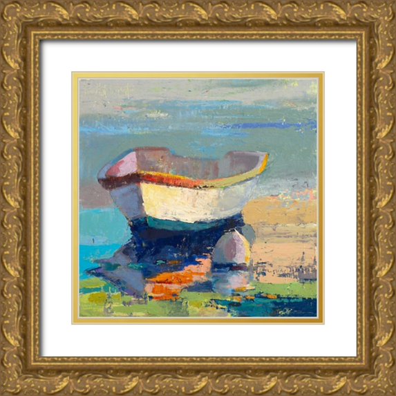 Forst, Beth A. 15x15 Gold Ornate Wood Framed with Double Matting Museum Art Print Titled - Bottle Green Boat