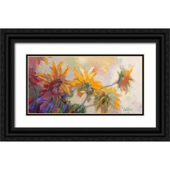 Forst, Beth A. 32x18 Black Ornate Wood Framed with Double Matting Museum Art Print Titled - Three Long Blossoms