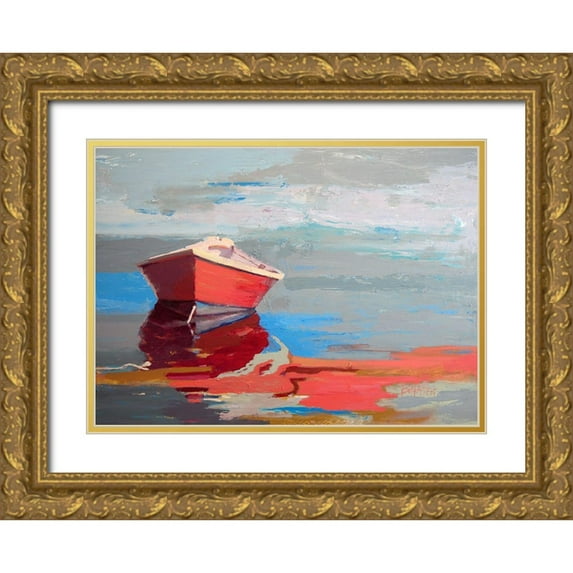 Forst, Beth A. 32x24 Gold Ornate Wood Framed with Double Matting Museum Art Print Titled - Red Boat Rhythm