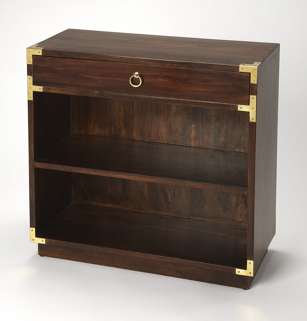 Forster Dark Brown Wood Campaign Kids' Bookcase with Drawer
