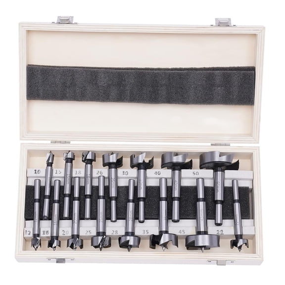 Forstner Bit Set 15 Pcs Forstner Drill Bits Set for Wood Auger Opener Round Shank Drilling Cutting Tool with Storage Case for Woodworking