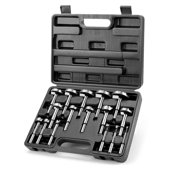 Forstner Bit Set 16pcs for Woodworking, Precision Carbon Steel Drill bits for Clean Holes, Professional Heat-Treated Boring Tool Kit for Plastic & PVC, 1/4" to 2-1/8" Sizes