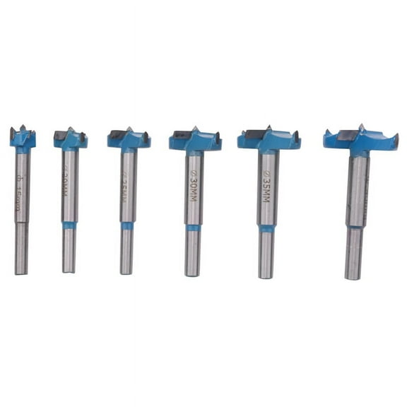 Forstner Drill Bit Set,15-40mm 6 Pcs Carbide Bits High Speed Steel Wood Tool