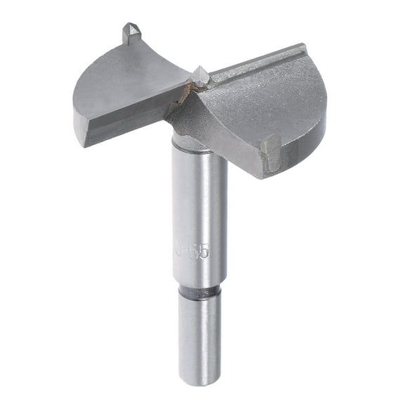 Forstner Wood Boring Drill Bit 55mm Dia Hole Saw Carbide Tip Round Shank Cutting for Hinge Plywood MDF CNC Tool