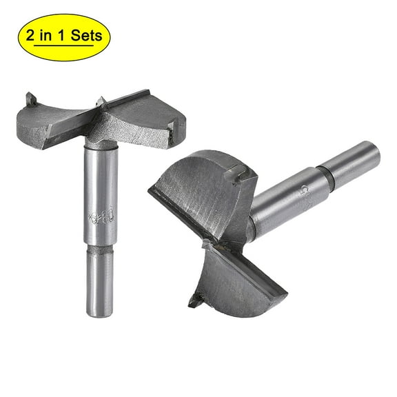 Forstner Wood Boring Drill Bits 55mm 60mm Dia. Hole Saw Carbide Alloy Steel Round Shank for Hinge Plywood Wood 2in1 Set