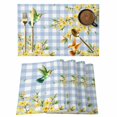 thumbnail image 1 of Forsythia Flowers Placemats Set of 12, Spring Yellow Floral Hummingbird Blue Plaid Placemats for Dining Table, Place Mats for Kitchen Tabletop, Waterproof Wipeable Dining Table Mats Set, 1 of 9
