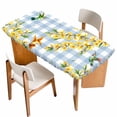 thumbnail image 1 of Forsythia Flowers Table Cloths for 6 Foot Rectangle Tables, Spring Yellow Floral Hummingbird Blue Plaid Patio Waterproof Elastic Fitted Tablecloths, Washable Rectangular Table Cover for Camping, 1 of 8